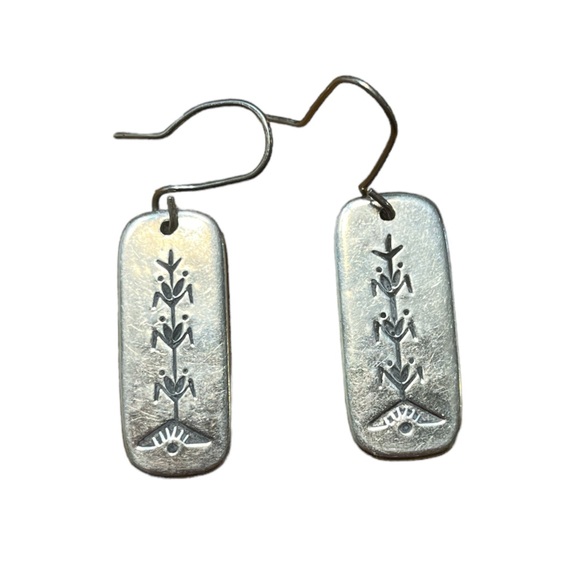 Native American Jewelry - Native American Sterling Corn Motif Dangle Earrings